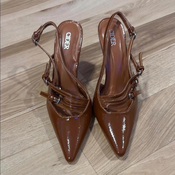 Cider Brown Women's Slingback Heels-NWOT - Picture 1 of 3